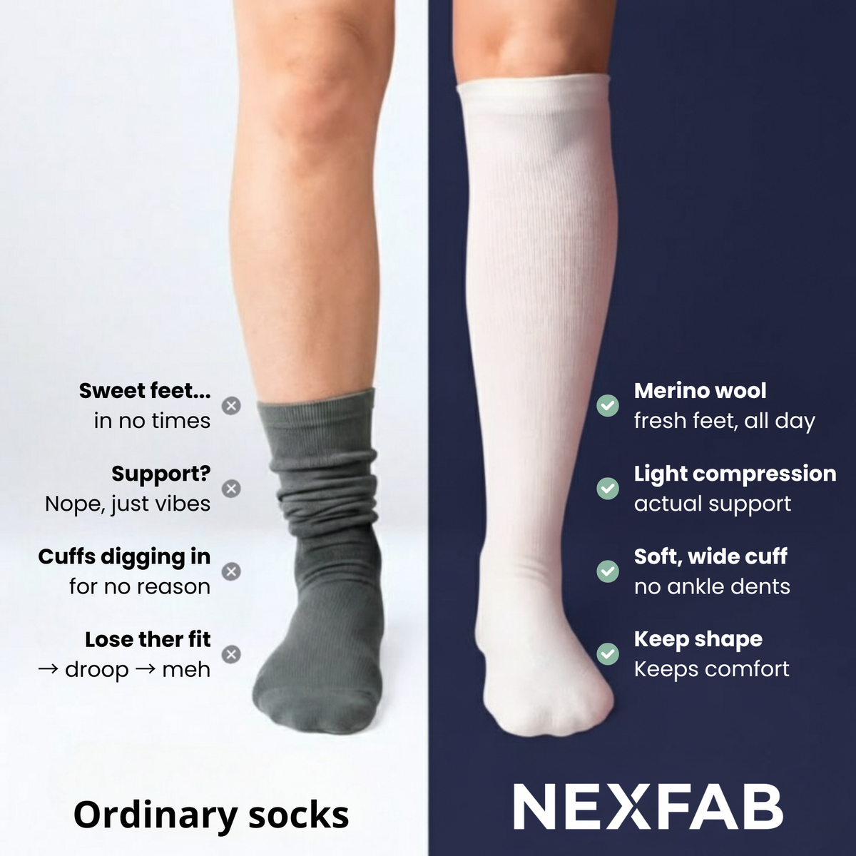 Comparaison des chaussettes